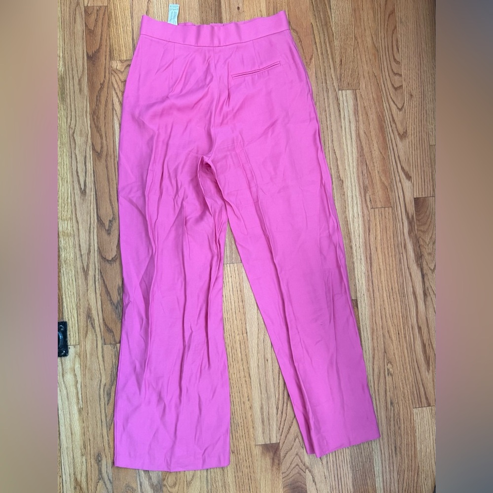 Zara Pink Wide Leg Pants High-Waisted Satin Size Medium - Picture 3 of 7
